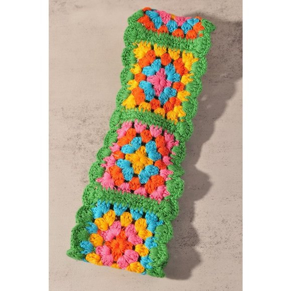 NEW Floral Patchwork Crochet Knit 100% Cotton Soft Hair Accent Headband Hairband - Picture 4 of 13